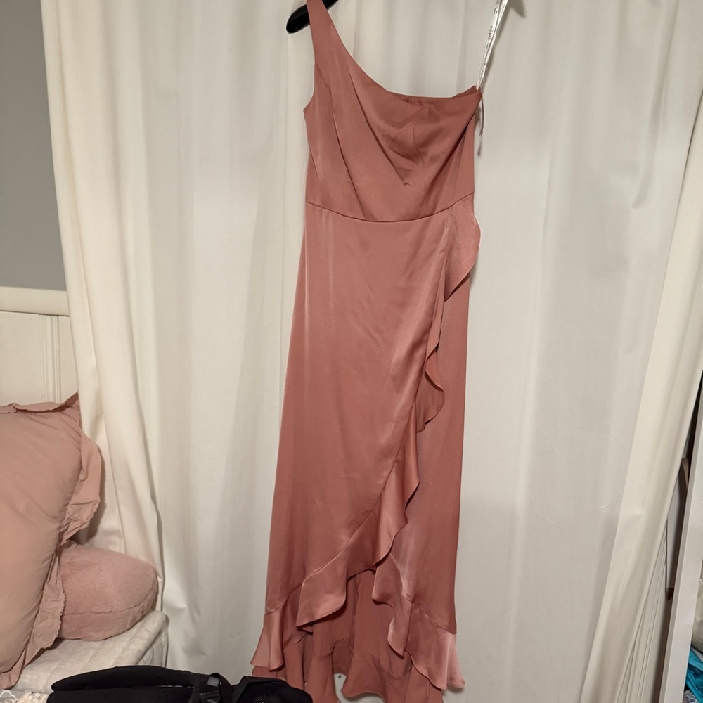 Dusty Pink Ruffle Prom Dress or Bridesmaid Dress